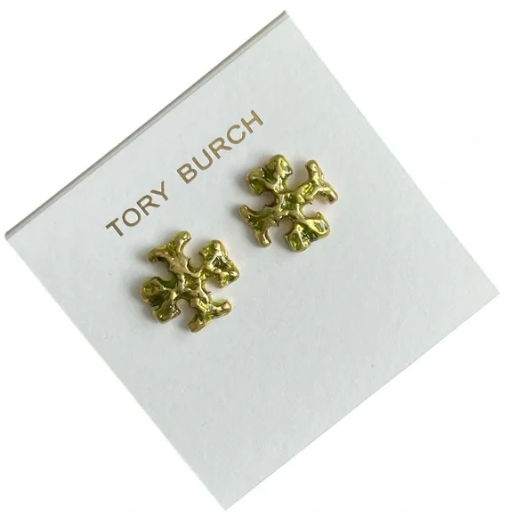 Tory Burch Roxanne Painted Stud Earrings in 18kt Gold-plated Brass - Picture 4 of 4